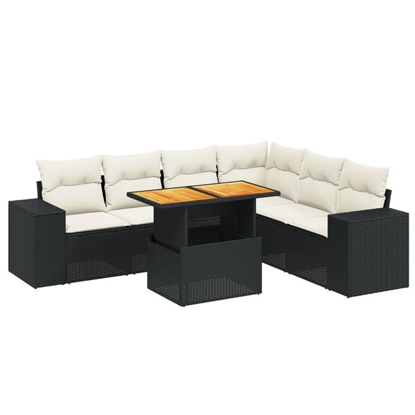 vidaXL Garden Sofa Set Black, Cream white