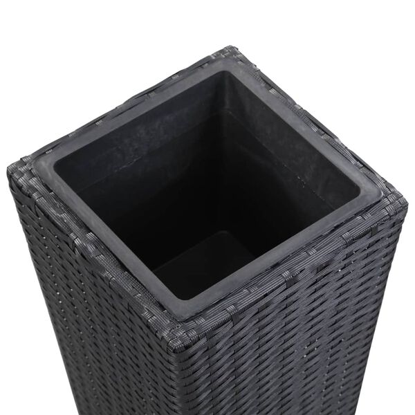 vidaXL Garden Raised Bed 11.8"x11.8"x31.5" Poly Rattan Black