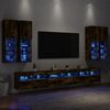 vidaXL 7 Piece TV Wall Stand Set with LED Lights Smoked Oak