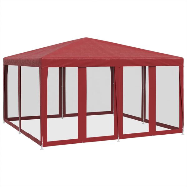 vidaXL Party Tent with 8 Mesh Sidewalls Red  13.1x13.1' HDPE