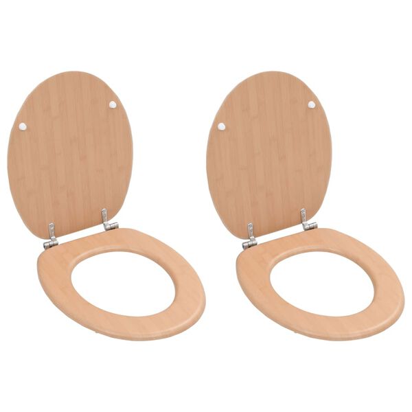 vidaXL WC Toilet Seats 2 pcs with Lids MDF Bamboo Design (2x143927)