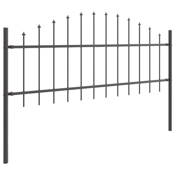 vidaXL Garden Fence 3 pcs Grey 170 x 140 cm Powder-Coated Steel