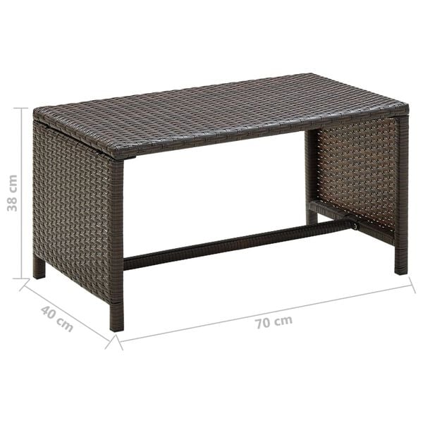 vidaXL Coffee Table Brown Polyethylene rattan, powder-coated steel 27.6 in