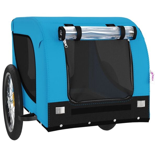 vidaXL Pet Bike Trailer Blue and Black Oxford fabric, iron, PVC