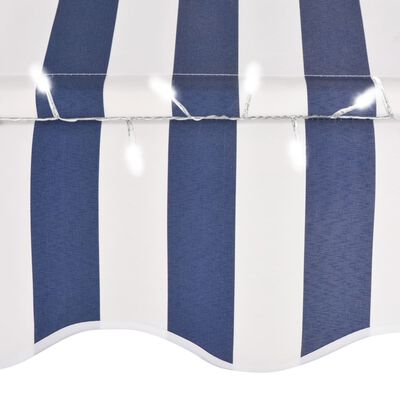 vidaXL Manual Retractable Awning with LED 118.1" Blue and White