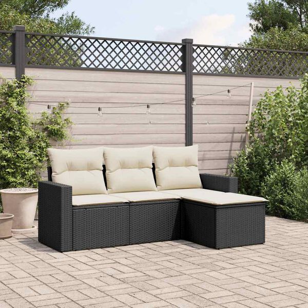 vidaXL Garden Sofa Set Black, Cream White