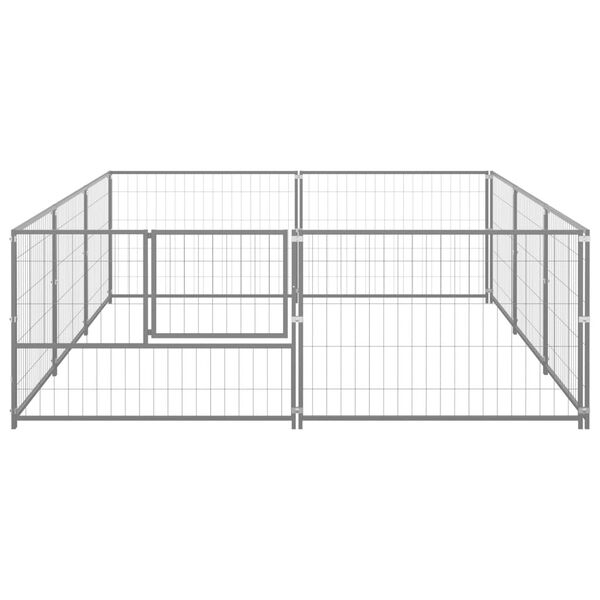 vidaXL Dog Kennel Silver Steel 64.6 ft² Expandable Dog Kennel