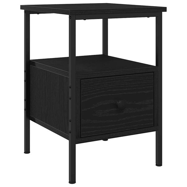 vidaXL Bedside Cabinet with Drawer Black Oak 13.39 x 14.17 x 19.69 in