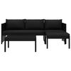 vidaXL Garden Sofa Black Poly rattan 3-Seater Removable Covers