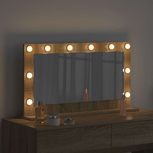 vidaXL Vanity Mirror with Mirror Sonoma Oak 31.50 x 17.72 x 7.09 in