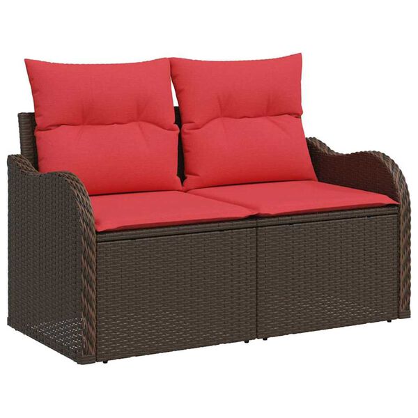 vidaXL Garden Sofa with Cushion 47.64 x 24.41 x 27.17 in Poly Rattan