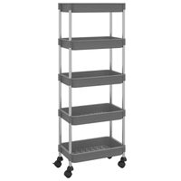 vidaXL 5-Tier Kitchen Trolley Gray 16.5"x11.4"x50.4" Iron and ABS