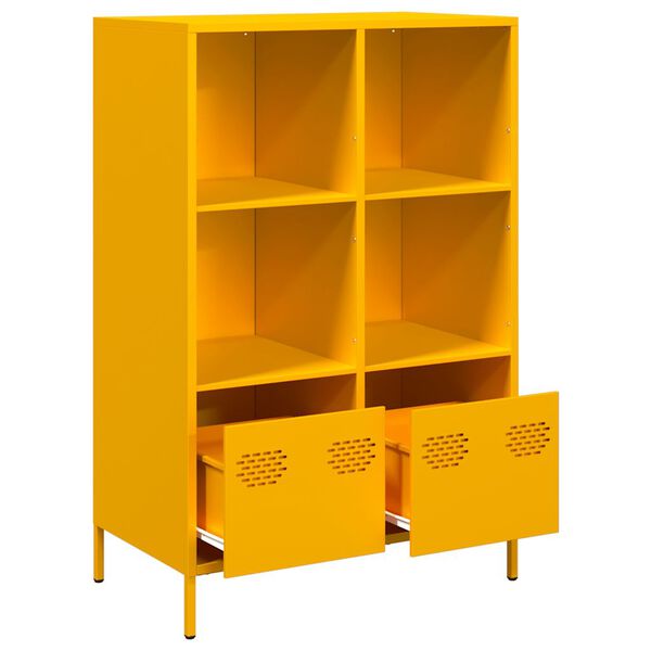 vidaXL Highboard Mustard Yellow Cold-rolled Steel 26.8x15.4x40.7 in