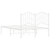 vidaXL Bed Frame White Steel Full Bed Frame Rectangular Modern