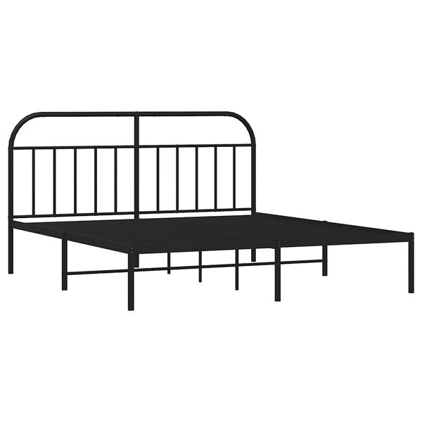 vidaXL Bed Frame Black Powder-Coated Steel Double Bed Frame