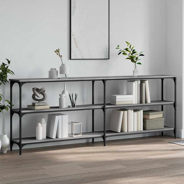 vidaXL Console Table Grey sonoma Engineered wood, metal Large