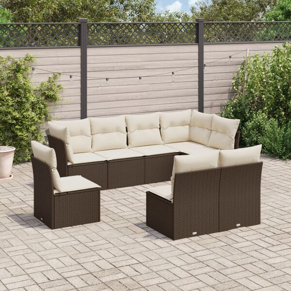 vidaXL Garden Sofa Set Brown PE Rattan Large Modular Garden Sofa Set