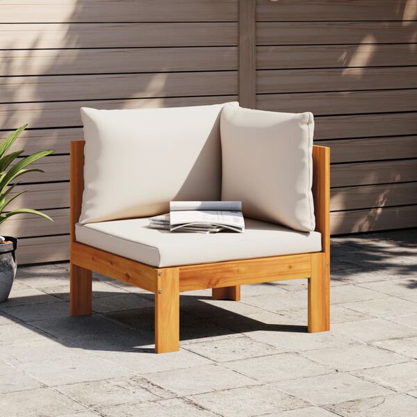 vidaXL Garden Sofa Cream white Solid acacia wood, Polyester