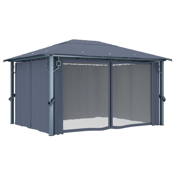 vidaXL Gazebo with Curtain 157.5 x 118.1" Anthracite Aluminium