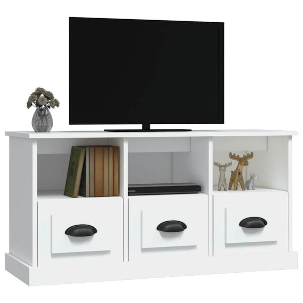 vidaXL TV Cabinet White Engineered wood Medium TV Cabinet Rectangular
