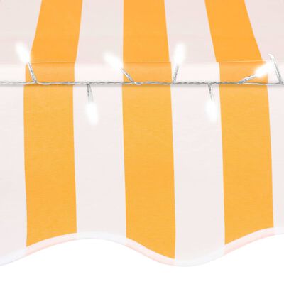 vidaXL Manual Retractable Awning with LED 157.5" White and Orange