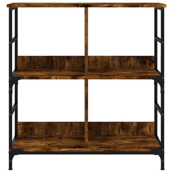 vidaXL Bookshelf Smoked oak Engineered wood and steel Medium Bookshelf