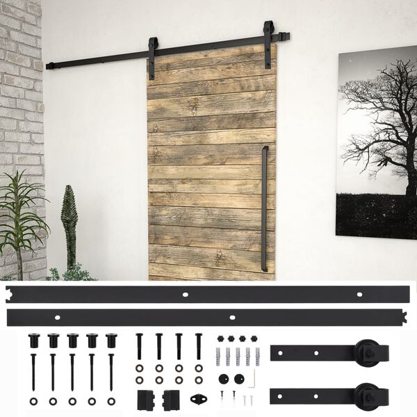 vidaXL Sliding Door "SKIEN" Hardware Kit 78.7 " Steel Black