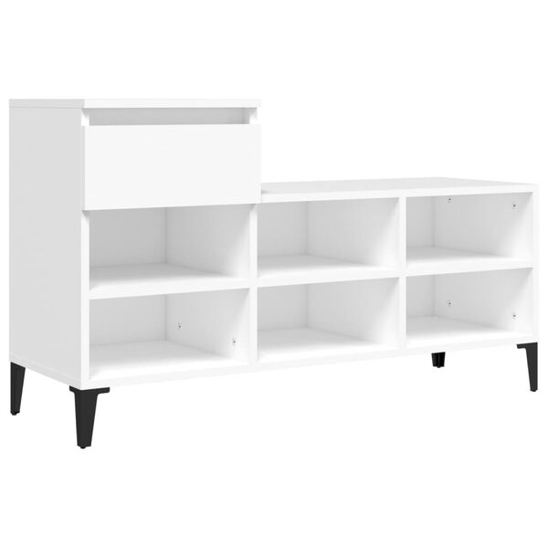 vidaXL Shoe Cabinet White Engineered wood, metal Medium Shoe Cabinet