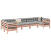 vidaXL Garden Sofa Set Natural wood, Grey cushions