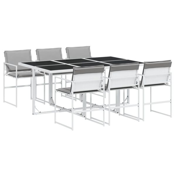 vidaXL Garden Dining Set White Textilene fabric Large Foldable