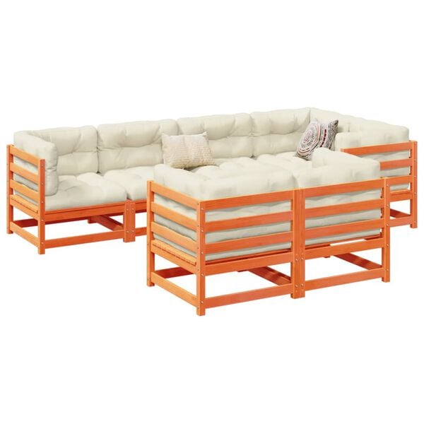vidaXL Garden Sofa Set Wax Brown Solid Pine Wood Medium