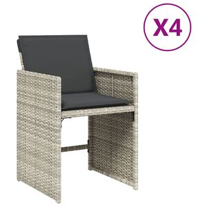 vidaXL Garden Chair Set of 4 Light Grey PE rattan, powder-coated steel