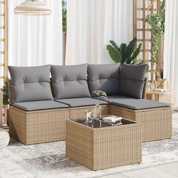 vidaXL Garden Sofa Set Beige, Light Grey