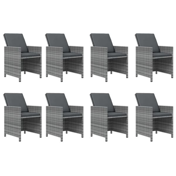 vidaXL Garden Dining Set Gray PE rattan Large Durable