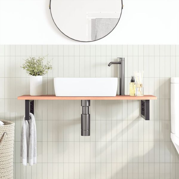 vidaXL Basin Shelf Wall Mounted Steel and Solid Wood Oak