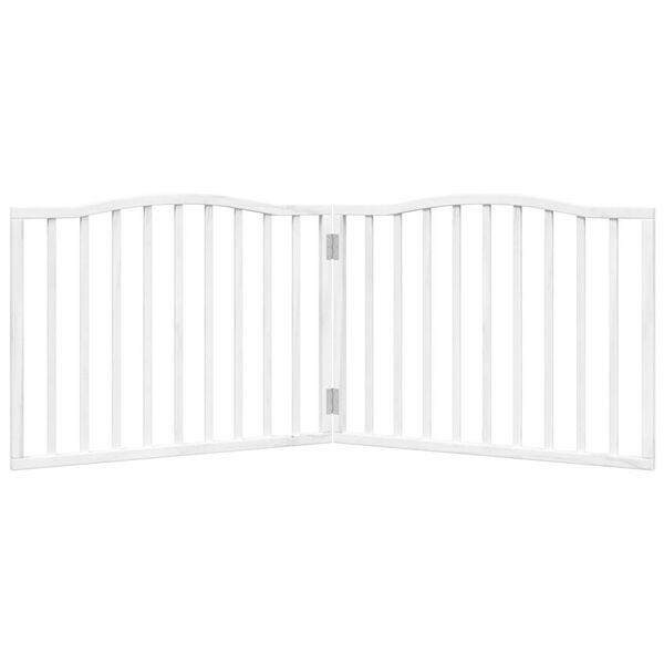 vidaXL Dog Gate Set of 2 White Poplar Wood 63 in Foldable Dog Gate