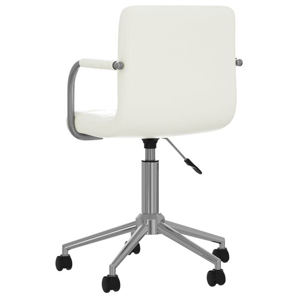 vidaXL Dining Chair White Chromed steel, faux leather Adjustable Swivel