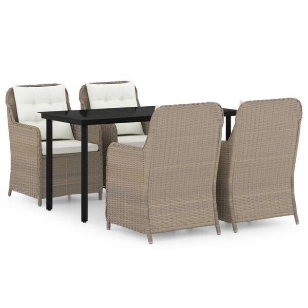 vidaXL Garden Dining Set Brown Powder-Coated Steel Medium
