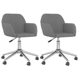vidaXL Swivel Dining Chairs 2 pcs Light Gray Fabric