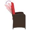 vidaXL Reclining Garden Bench Brown Poly Rattan 2-seater