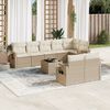 vidaXL Garden Sofa Set Beige PE rattan, powder-coated steel, tempered glass