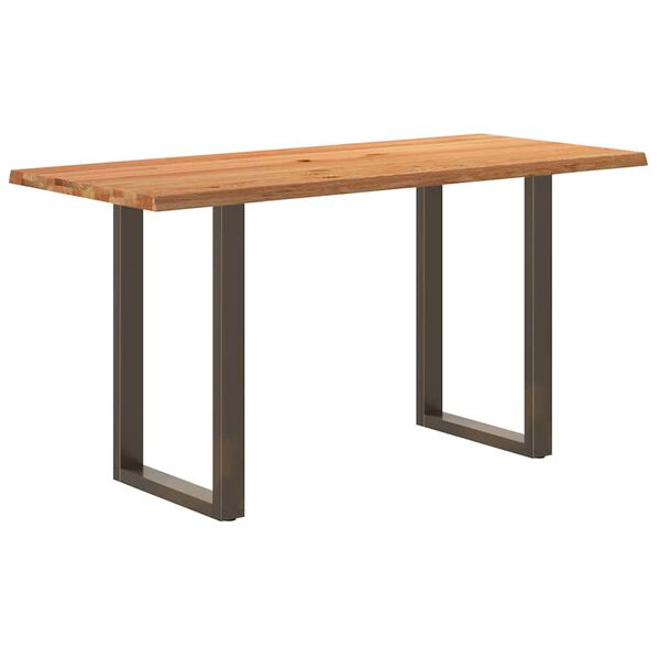 vidaXL Dining Table Light Brown Solid Oak Wood, Powder-Coated Steel Large