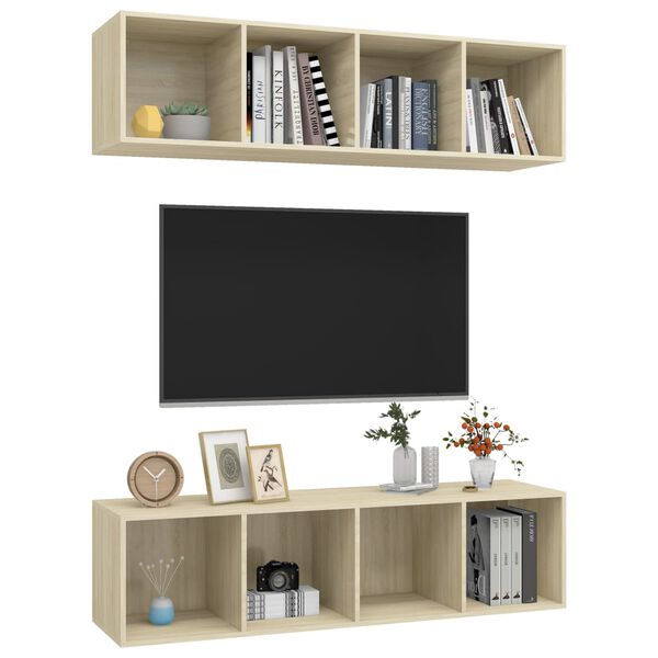 vidaXL TV Cabinet Set of 2 Sonoma Oak Engineered wood Standard