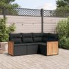 vidaXL Garden Sofa Set Black PE Rattan, Powder-Coated Steel, Polyester