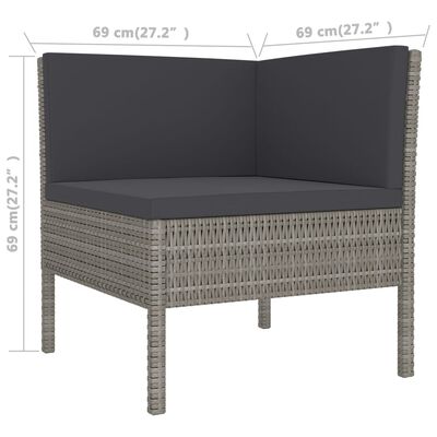 vidaXL 14 Piece Patio Lounge Set with Cushions Poly Rattan Gray
