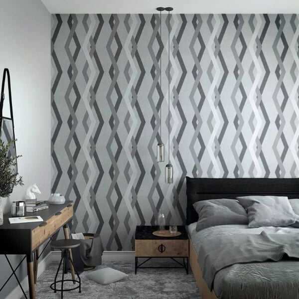 Noordwand Wallpaper Gray and Black Nonwoven 32.8ft x 20.9in