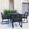 vidaXL Dining Set Black PVC rattan, powder-coated steel, glass Compact