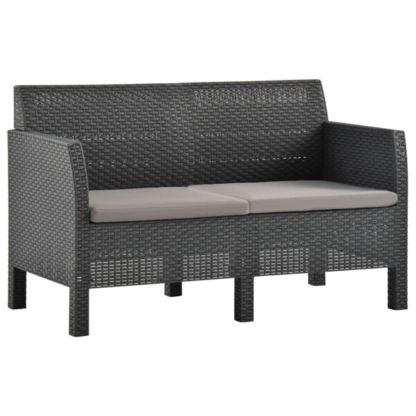 vidaXL Outdoor Lounge Set Anthracite Polypropylene with rattan look