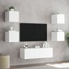 vidaXL TV Wall Cabinet White Engineered Wood Lights TV Wall Cabinet