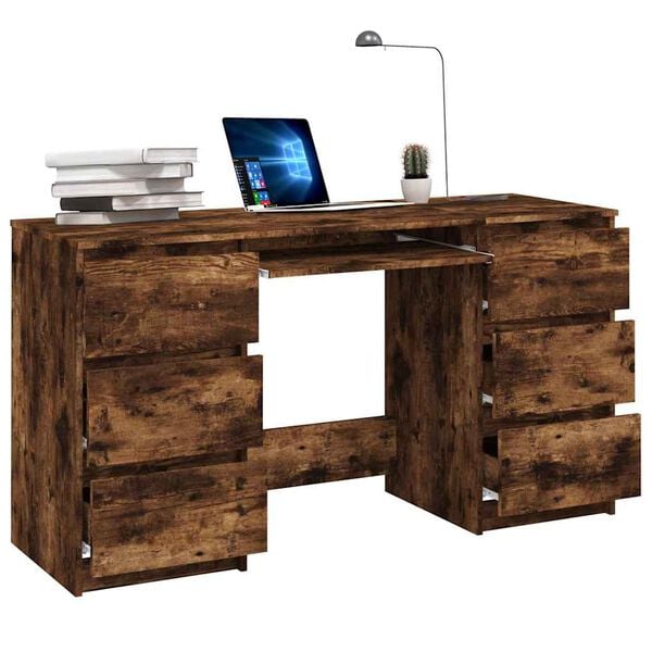 vidaXL Writing Desk Smoked Oak Engineered Wood 55.1 x 19.7 x 30.3 in